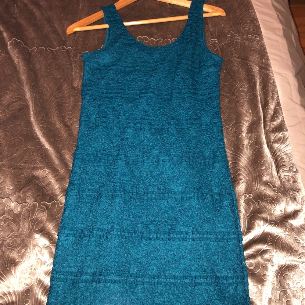 Teal lace bodycon dress